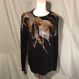 Vintage 80’s Silk and Angora Blend Black Sequin Sweater
